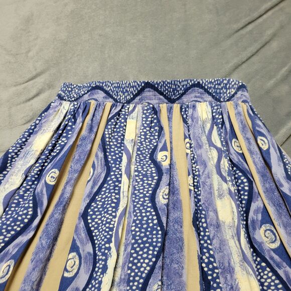 Connection Related Skirt Women Small Midi Blue White Boho Rayon USA Made Pull On - Picture 3 of 12